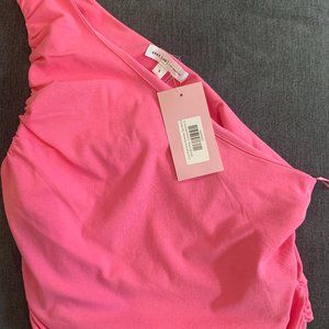 New With Tags Grey Lab Cora Pink One Shoulder Top
